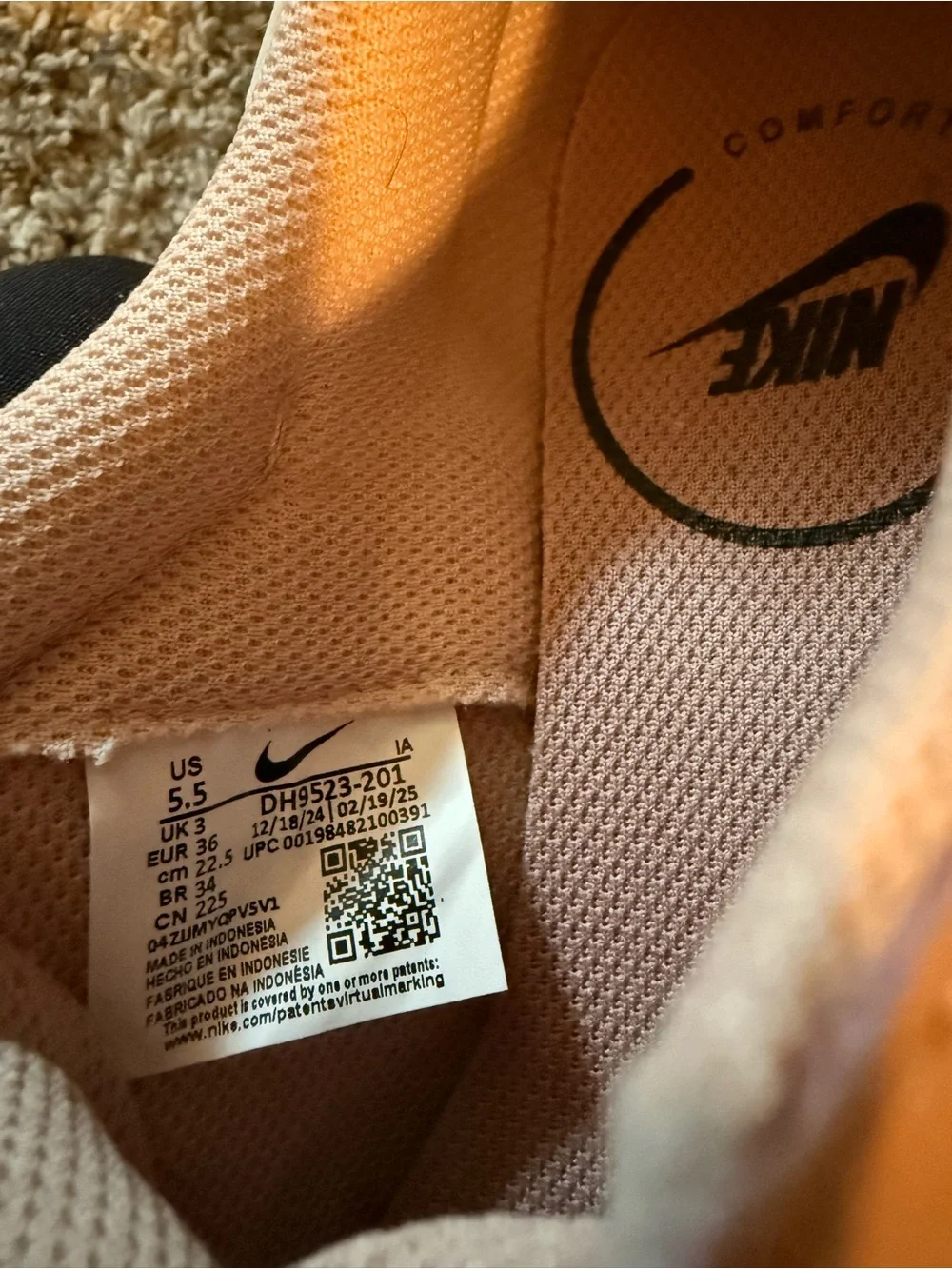 Nike Women's Blush Pink Retro Runner Sneakers with White Swoosh